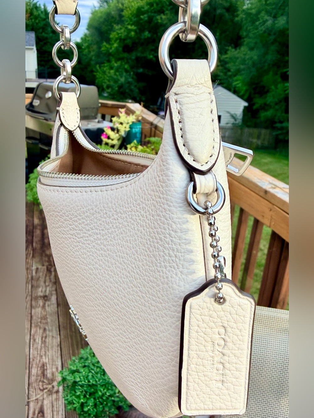 Coach Mini Payton Chalk White Pebble Leather Shoulder Bag - Picture 10 of 10